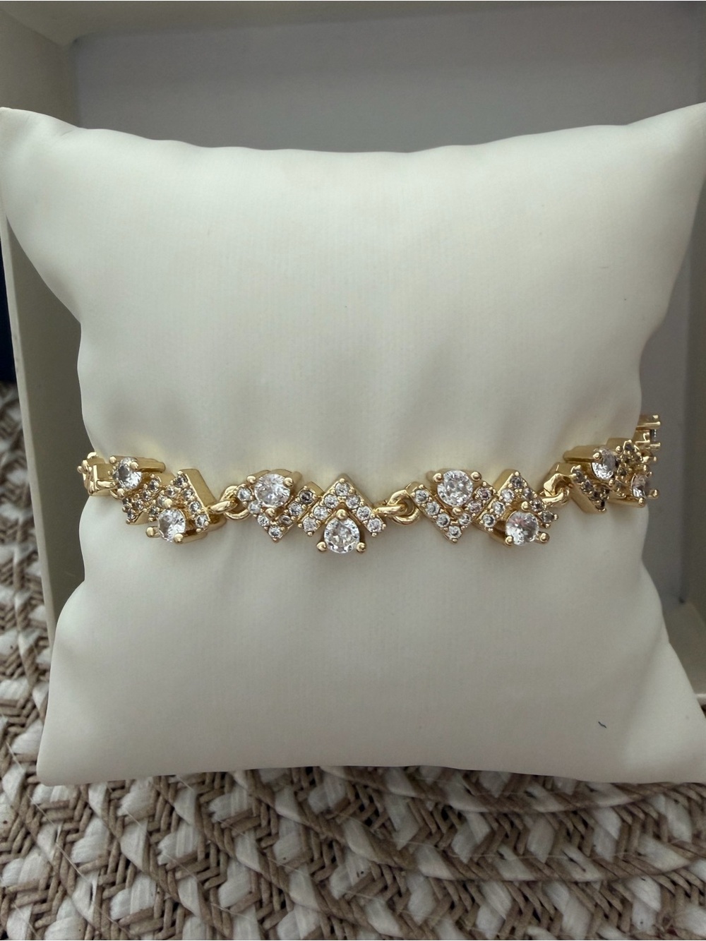 Gold Tone Cubic Zirconia Tennis Bracelet